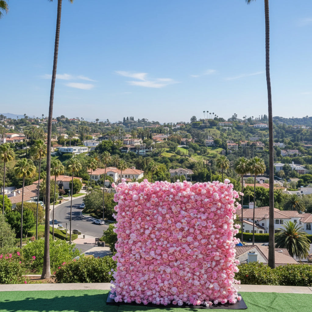 Deluxe Baby Pink Wild Rose Flower Wall - 022