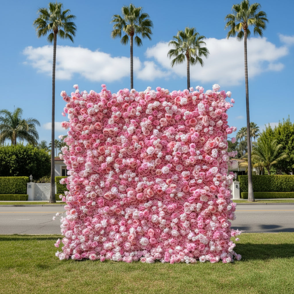 Deluxe Baby Pink Wild Rose Flower Wall - 022