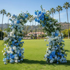 Blue, White and Greenery 2 Piece Premium Flower Horn Arch Set - 4600