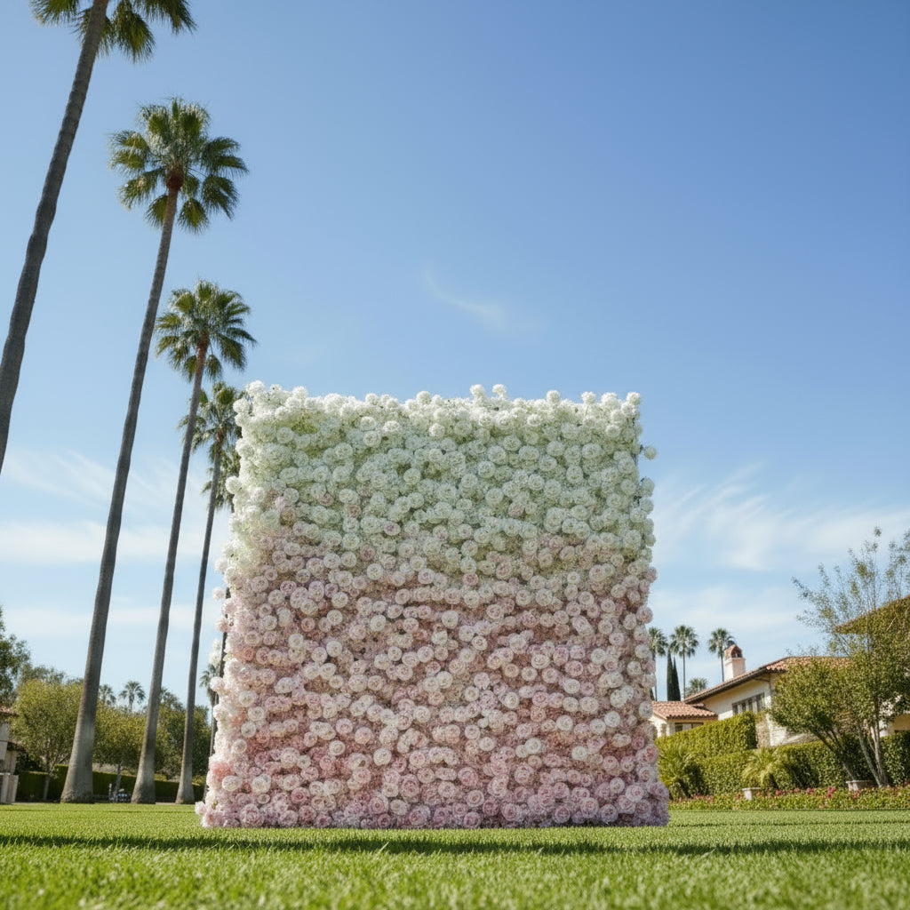 Pink and Ivory Ombre Premium Flower Wall - 224