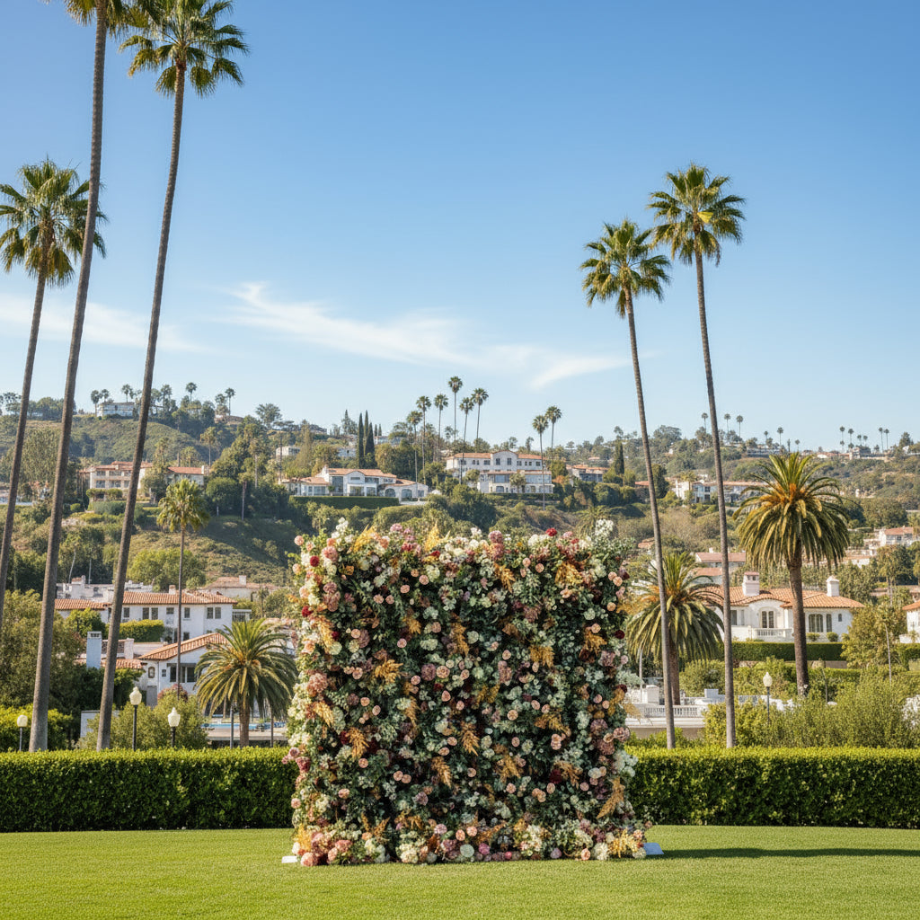 Orange Blush Greenery Premium Flower Wall - 172
