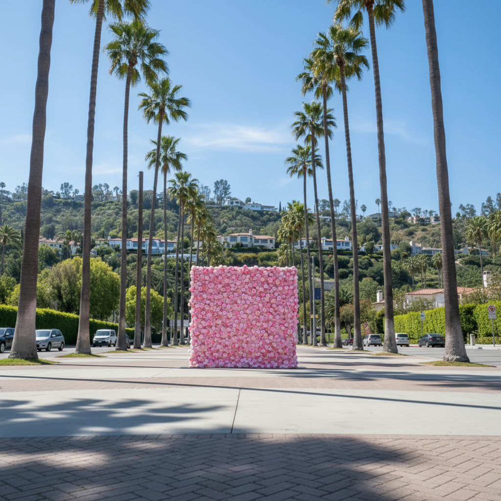 Pink & Peach Wild Rose Premium Flower Wall - 225