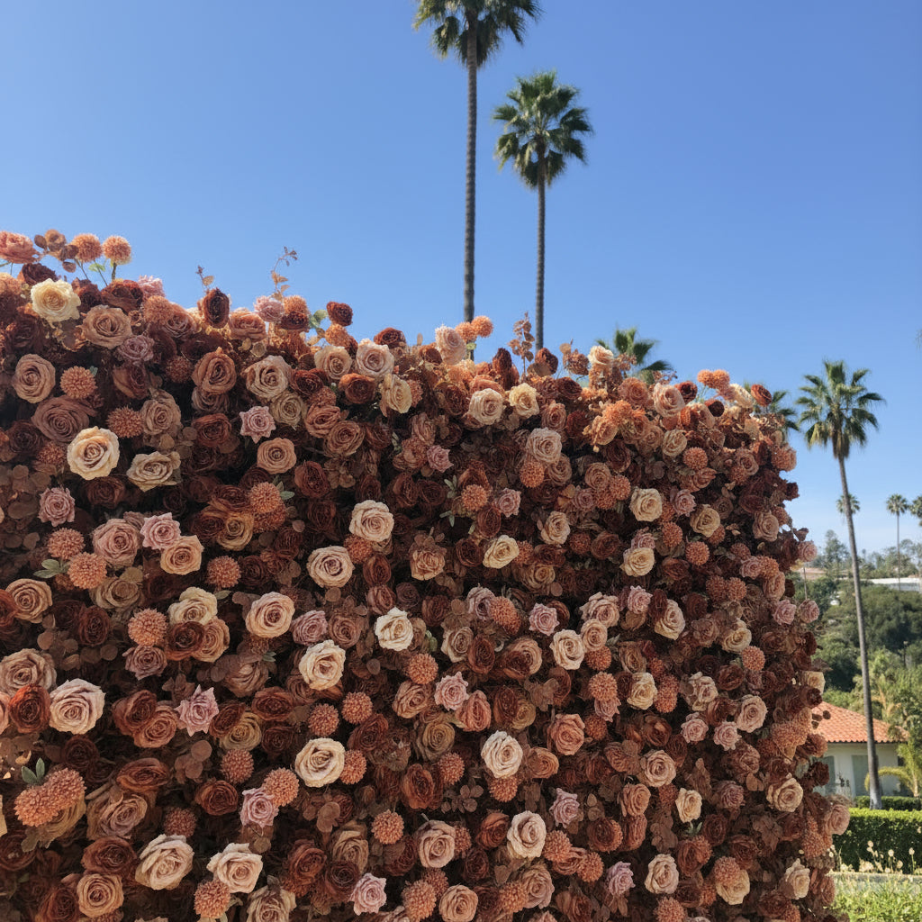 Deluxe Brown & Tan Wild Rose Flower Wall - 025