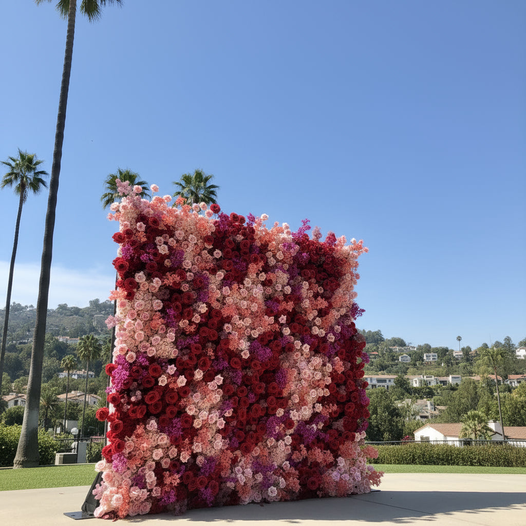 Fuscia Pink and Red Premium Flower Wall - 230