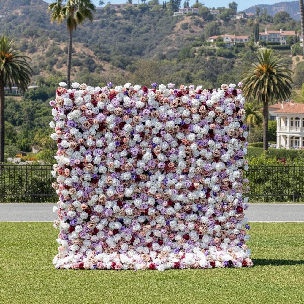 Purple and Pink Blush Cream Premium Rose Flower Wall - 193