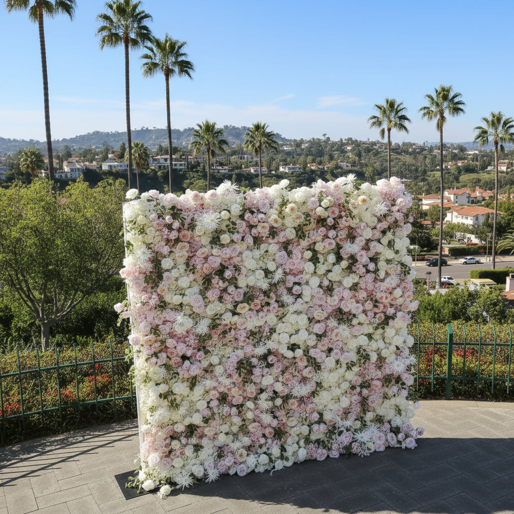 Pink, Cream, and Greenery Premium Flower Wall - 266