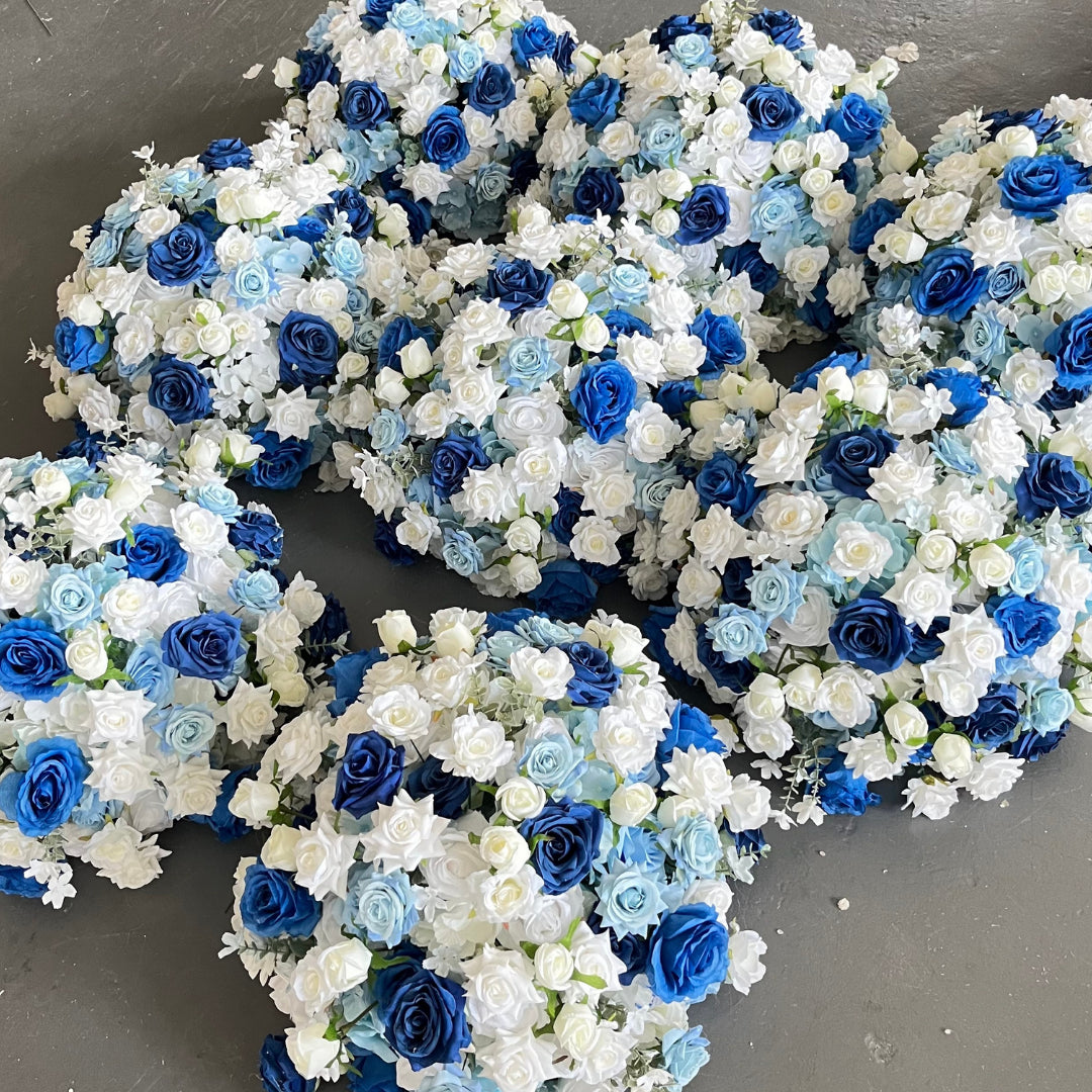 Blue & White Wild Rose Premium Flower Ball - 1069