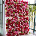 Pink, Red and White Wild Rose Greenery Premium Flower Wall - 205