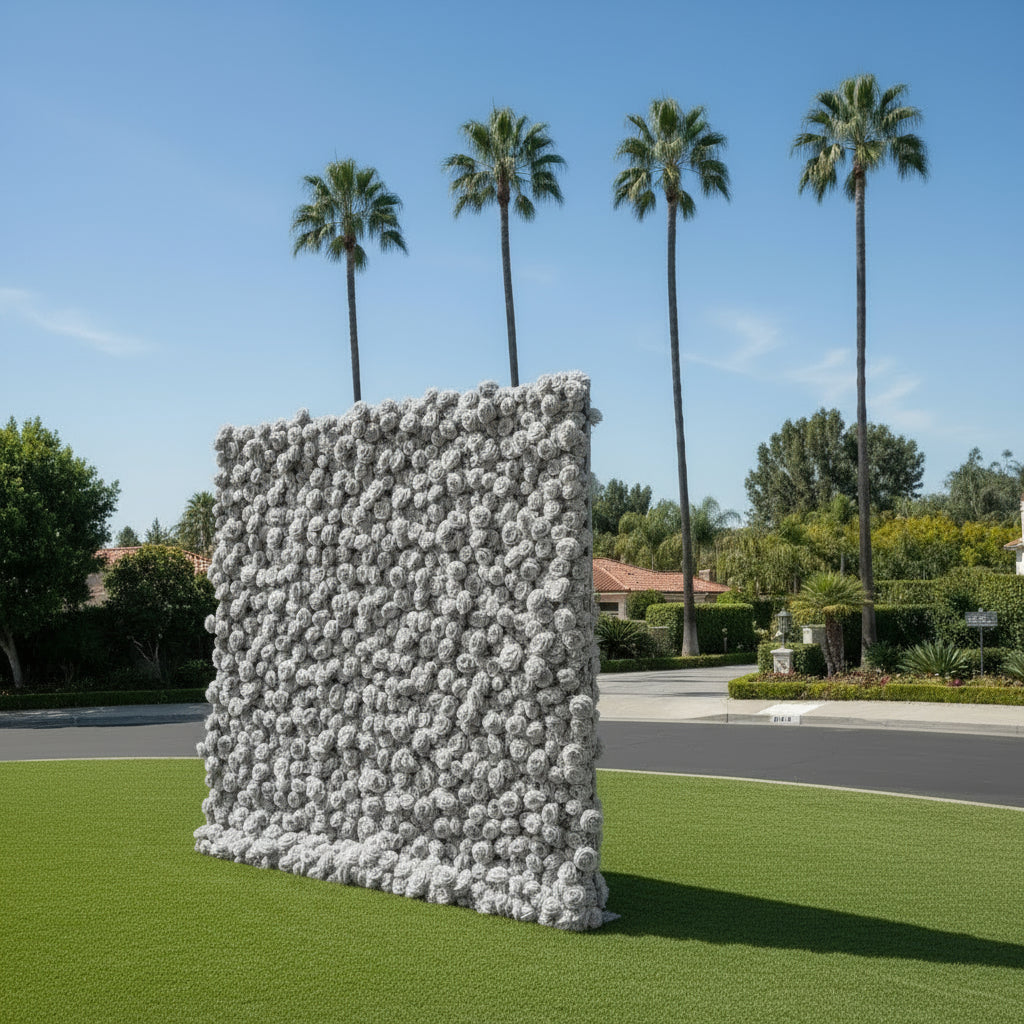 Light Grey Wild Rose Flower Wall Backdrop - 239