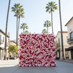 Light Pink, Red & White Wild Rose Premium Flower Wall - 176