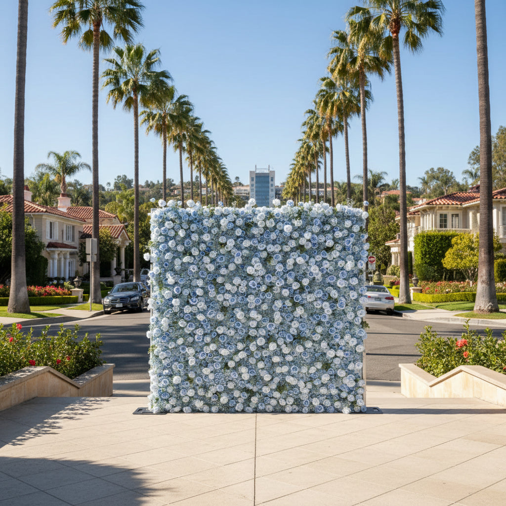Babys Breath Blue Wild Rose Flower Wall - 064