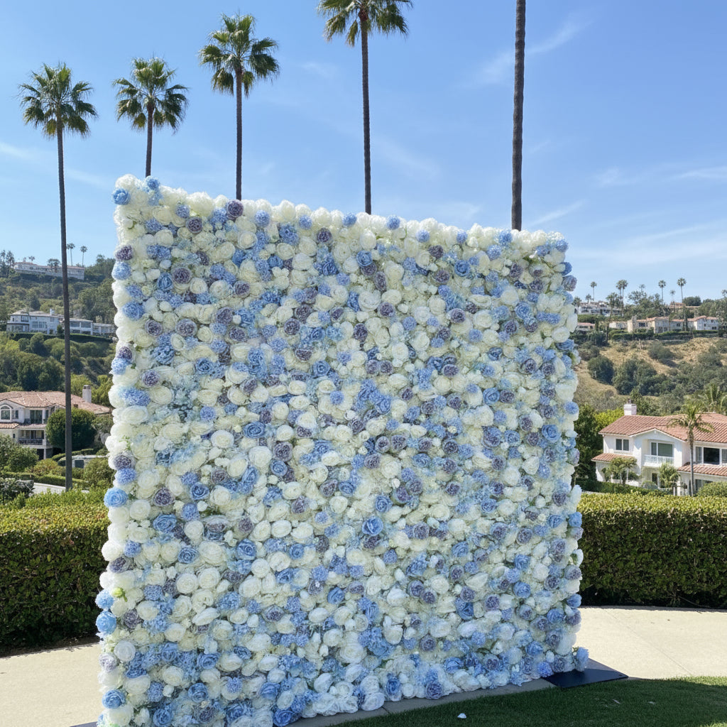 Blue, White and Purple Wild Rose Premium Flower Wall - 226