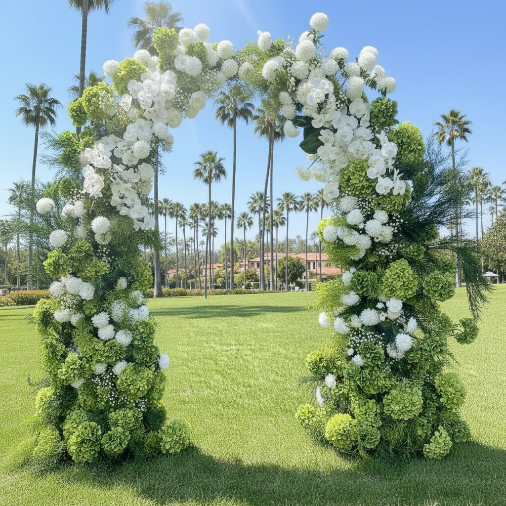 Green and White 2 Piece Premium Flower Horn Arch Set - 4601
