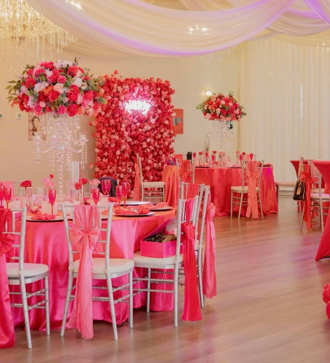 Light Pink & Hot Pink Wild Rose Premium Flower Wall - 019