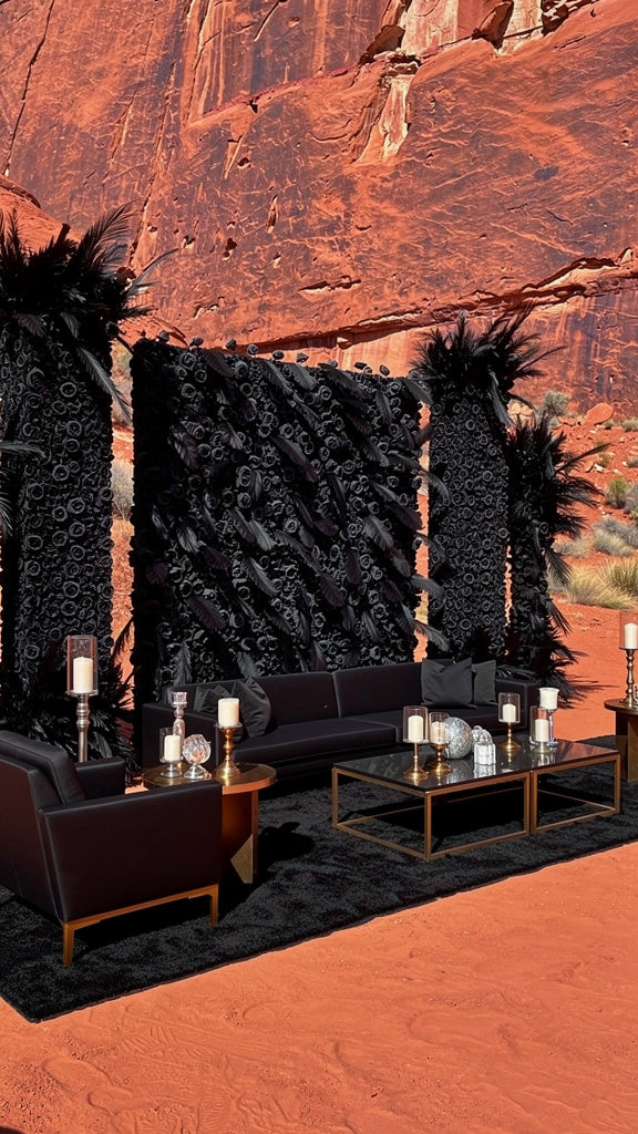 Black Wild Rose Feather Wall - 026