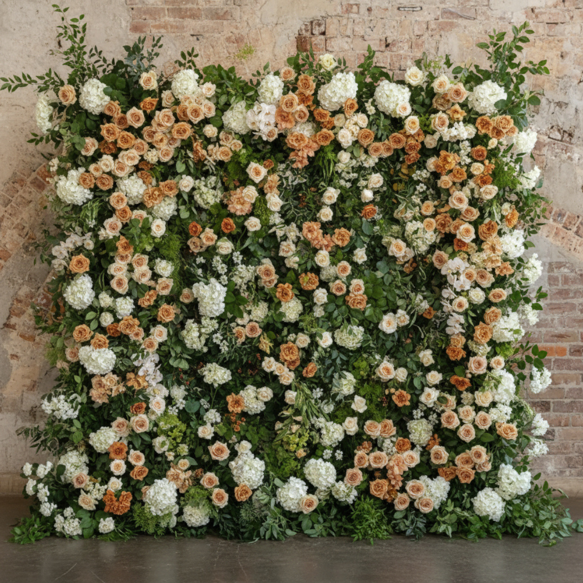 Brown, Tan and Cream Greenery Premium Flower Wall Backdrop - 277