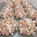 Dripping White and Peache Rose Premium Artificial Flower Ball Centerpiece - 1084