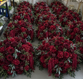 Dripping Red and Dark Greenery Premium Artificial Flower Ball Centerpiece - 1087