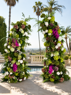 Fuchsia Cream Greenery Premium Artificial Flower Wall Backdrops - 337