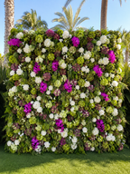 Fuchsia Cream Greenery Premium Artificial Flower Wall Backdrops - 337