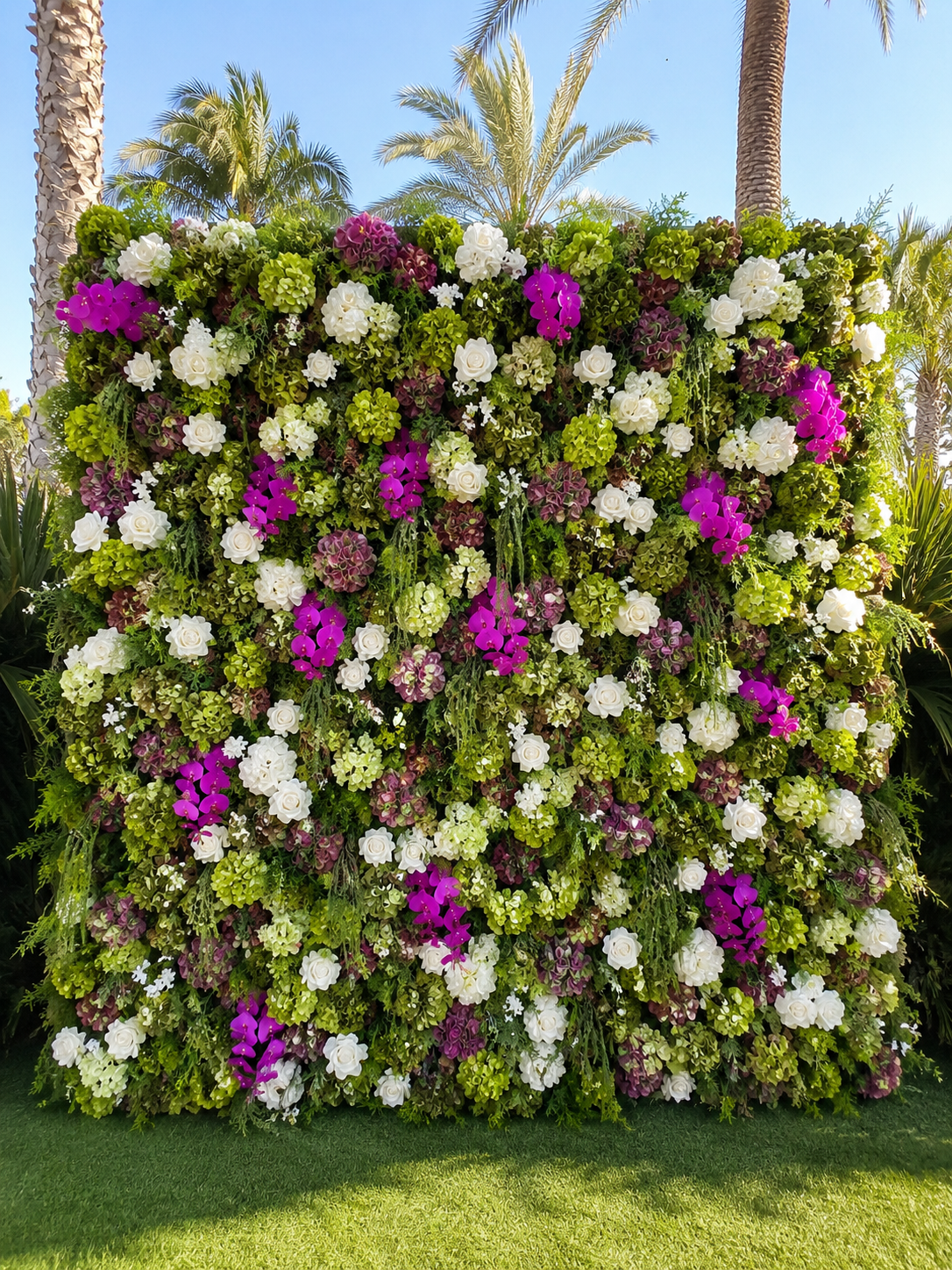 Fuchsia Cream Greenery Premium Artificial Flower Wall Backdrops - 337
