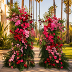 Pink, Red and Greenery Fuscisa Premium Artificial Flower Wall and Backdrops - 339