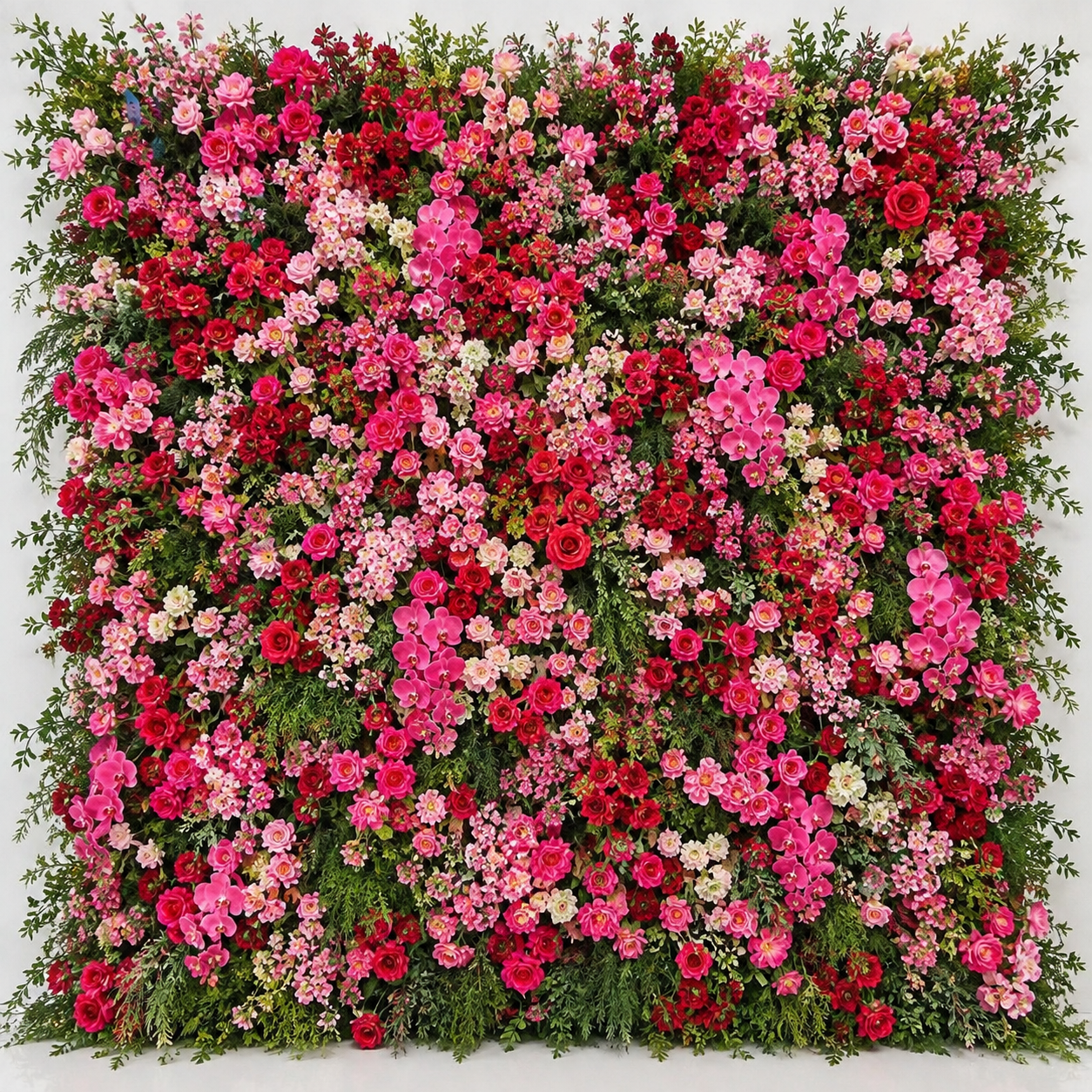 Pink, Red and Greenery Fuscisa Premium Artificial Flower Wall and Backdrops - 339