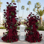 Dripping Red and Dark Greenery Premium Artificial Flower Wall Backdrops - 351