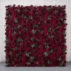 Dripping Red and Dark Greenery Premium Artificial Flower Wall Backdrops - 351