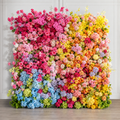 Bright Multi Color Rainbow Rose Premium Artificial Flower Wall Backdrops - 349
