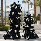 Black and White Wild Rose Premium Artificial Flower Wall Backdrop - 346
