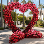 Red & Pink Premium Deluxe Artificial Rose Heart Flower Arch #4967