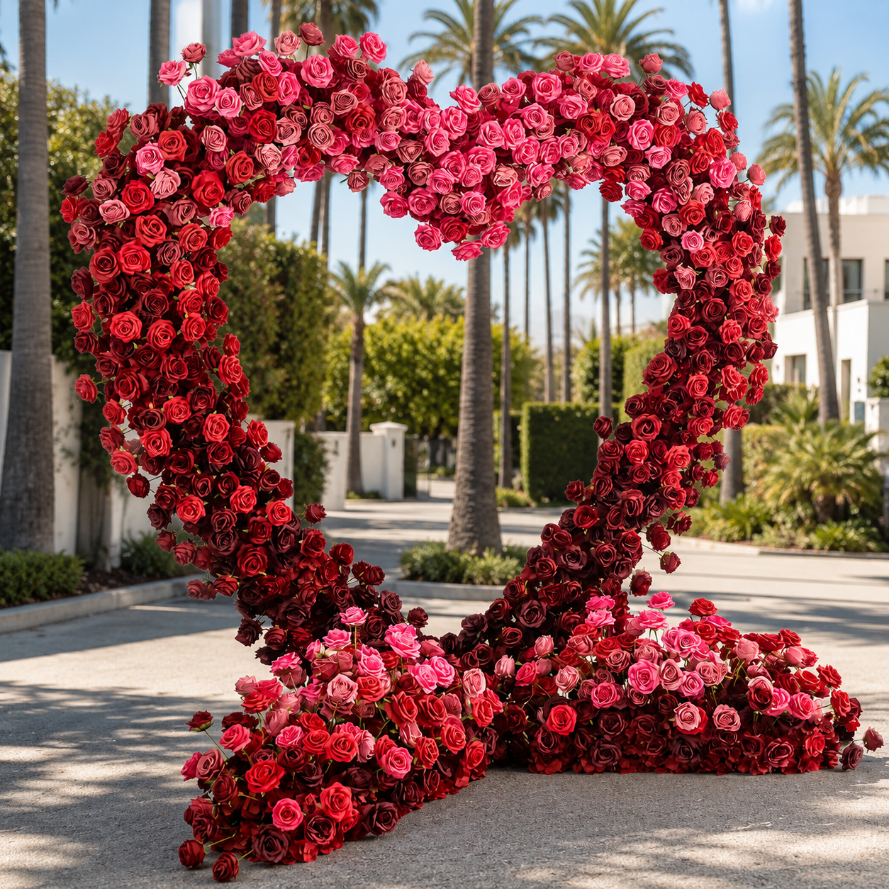Red & Pink Premium Deluxe Artificial Rose Heart Flower Arch #4967