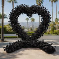 Black Premium Deluxe Rose Heart Flower Arch #4915