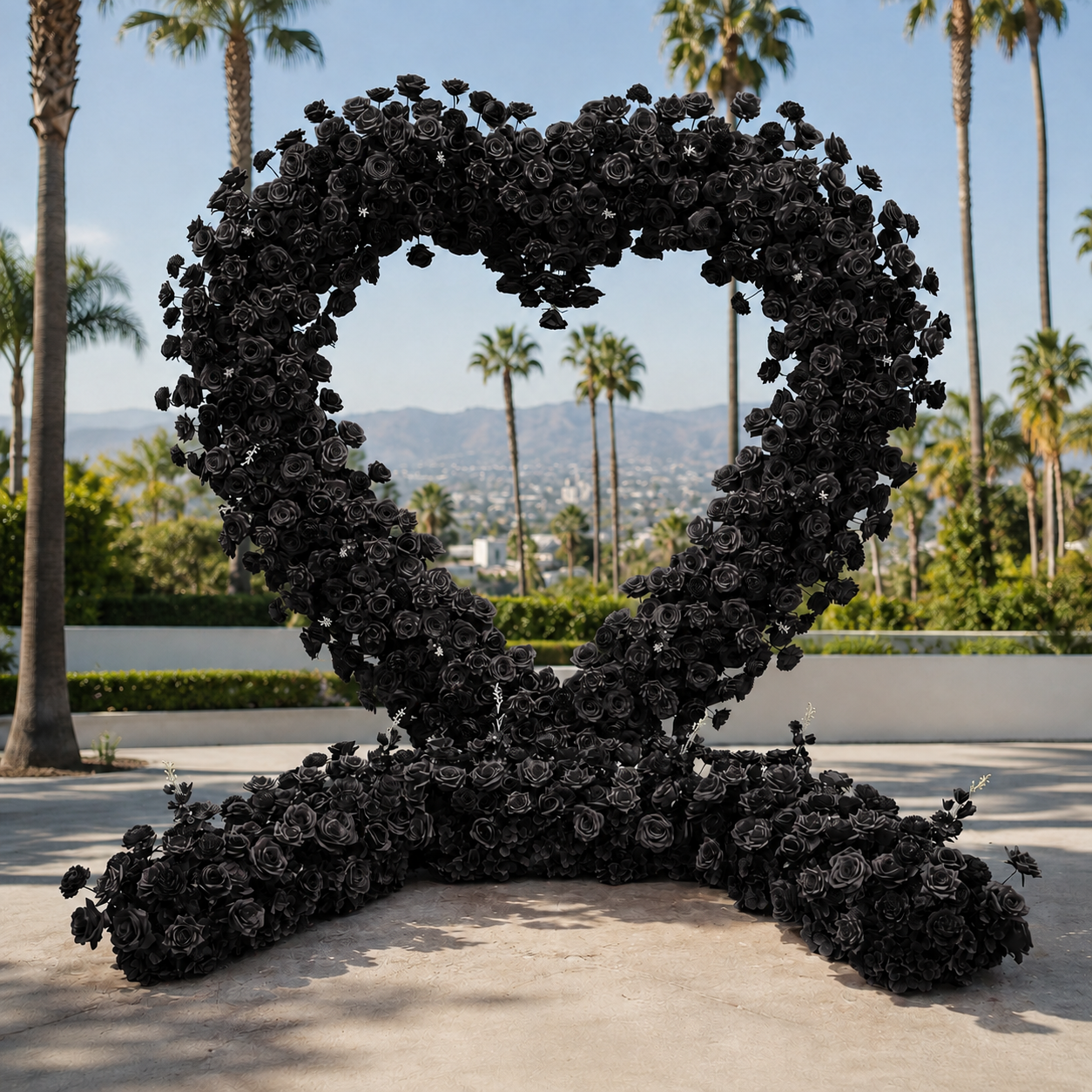 Black Premium Deluxe Rose Heart Flower Arch #4915