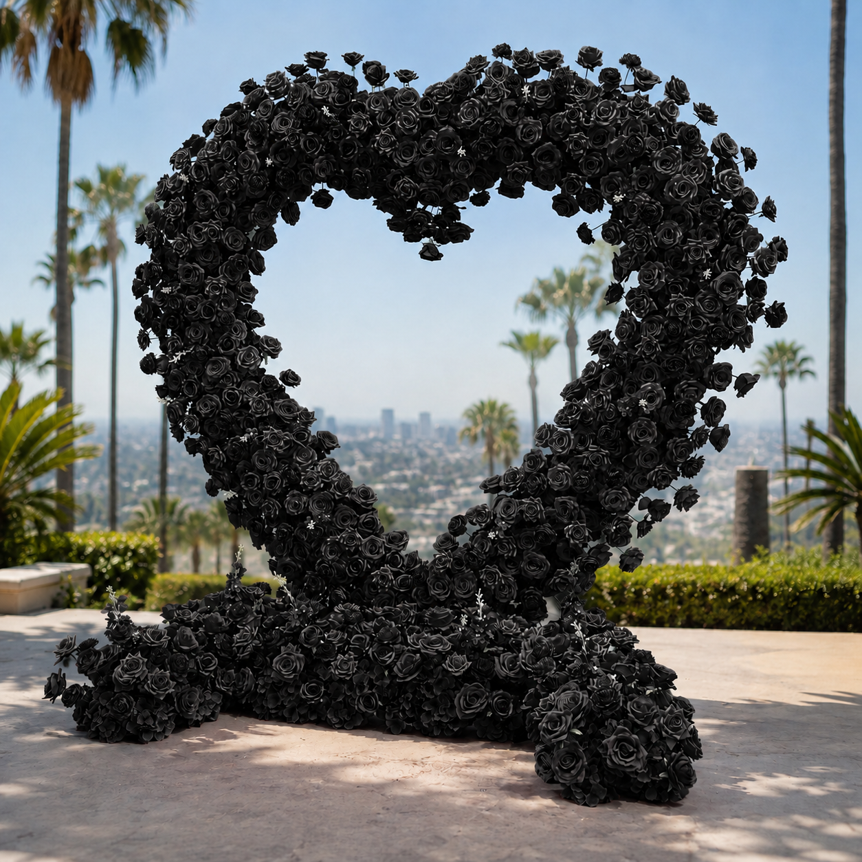 Black Premium Deluxe Rose Heart Flower Arch #4915