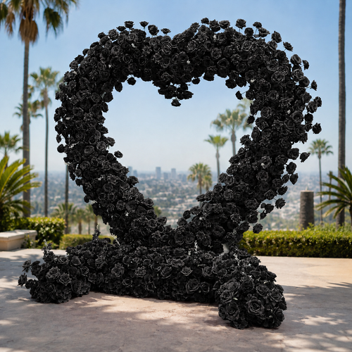 Black Premium Deluxe Rose Heart Flower Arch #4915