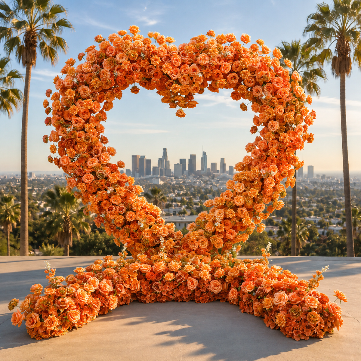 Orange Premium Deluxe Rose Heart Flower Arch #4926