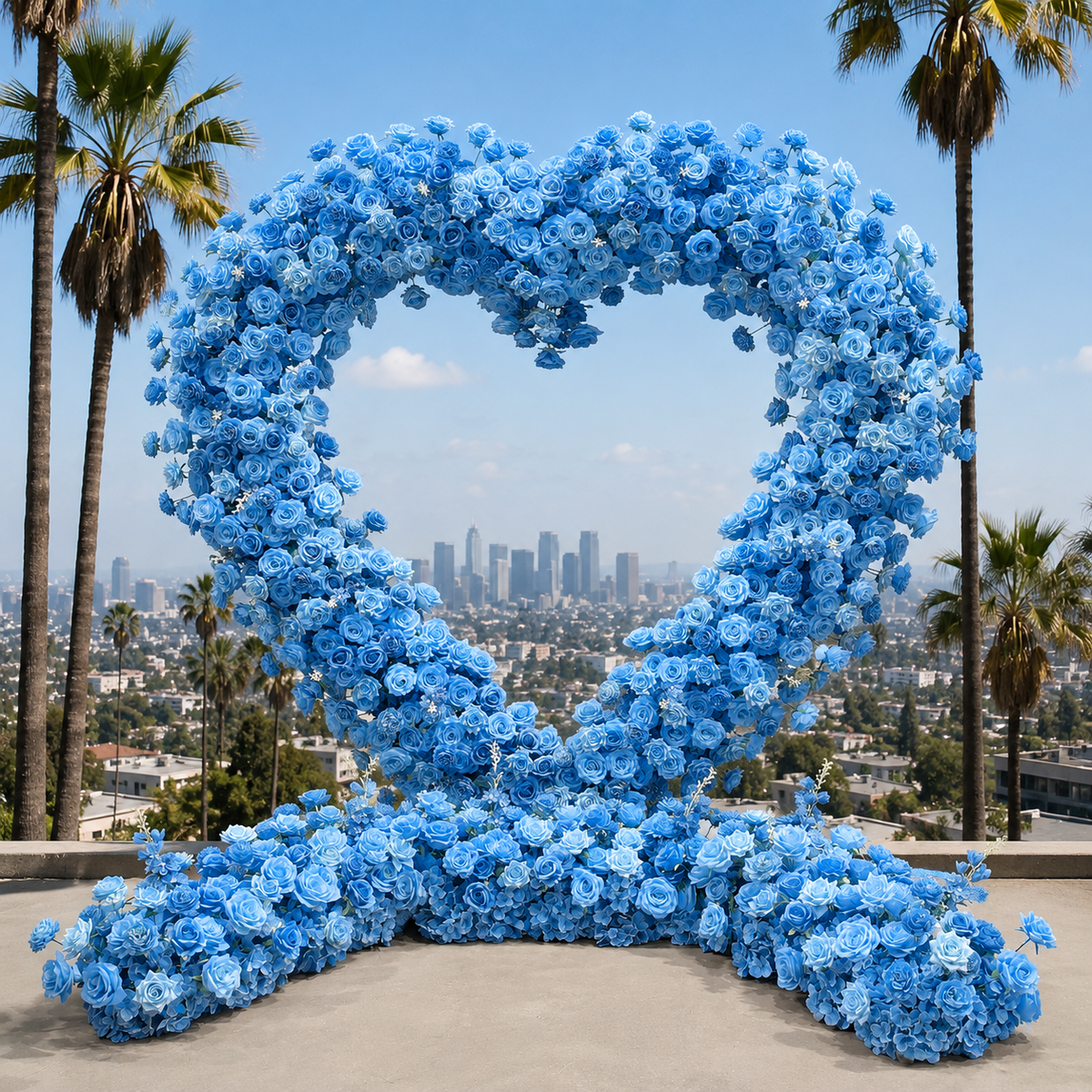 Light Blue Premium Deluxe Rose Heart Flower Arch #4921