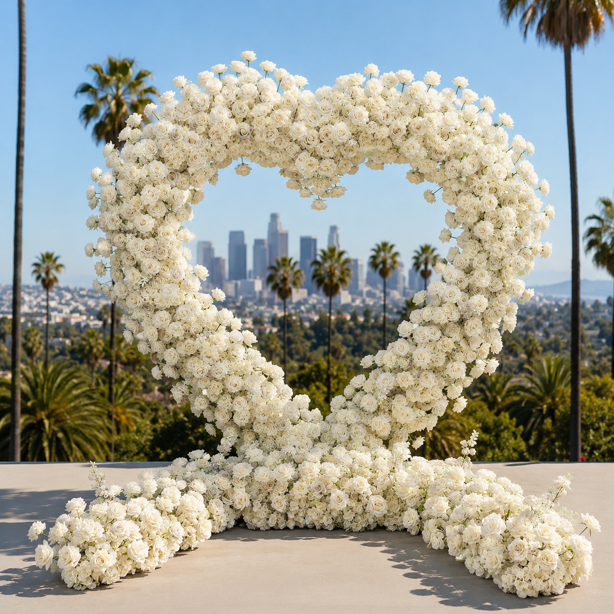 Ivory Premium Deluxe Rose Heart Flower Arch #4917