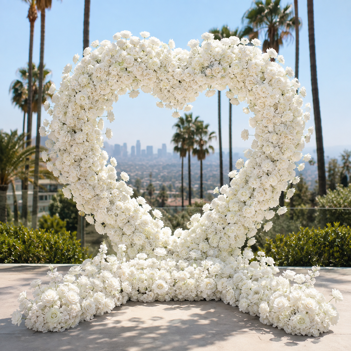 White Premium Deluxe Rose Heart Flower Arch #4916