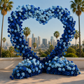 Dark and Light Blue Premium Deluxe Artificial Rose Heart Flower Arch #4968