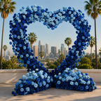 Dark and Light Blue Premium Deluxe Artificial Rose Heart Flower Arch #4968