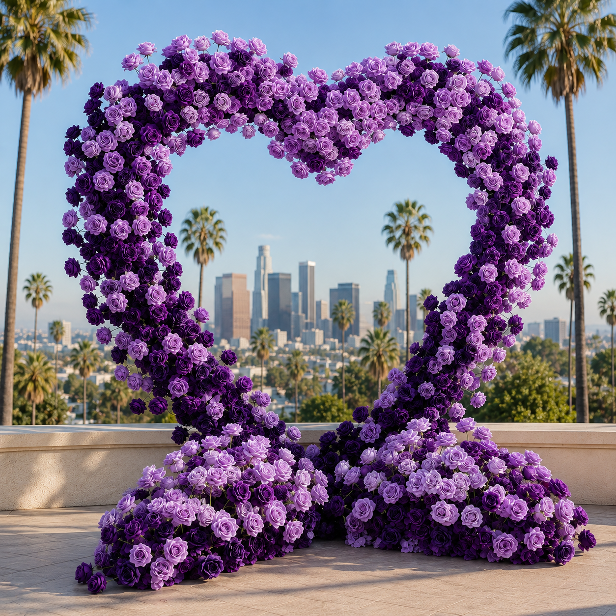 Dark and Light Purple Premium Deluxe Artificial Rose Heart Flower Arch #4966