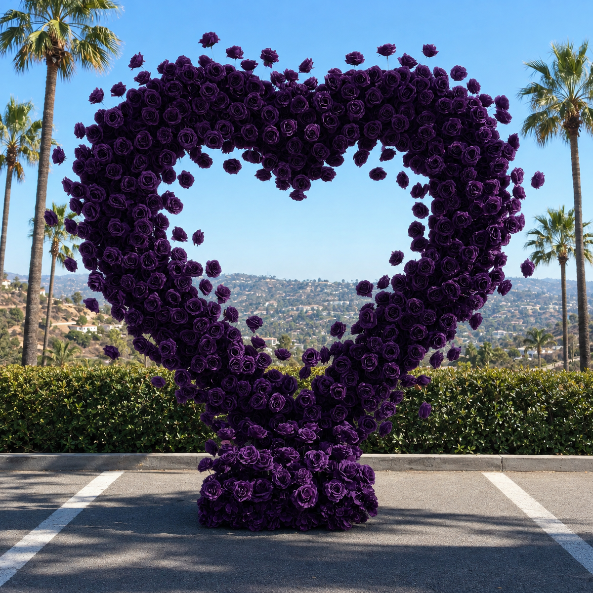 Dark Purple Classic Wild Rose Flower Heart Arch #4939