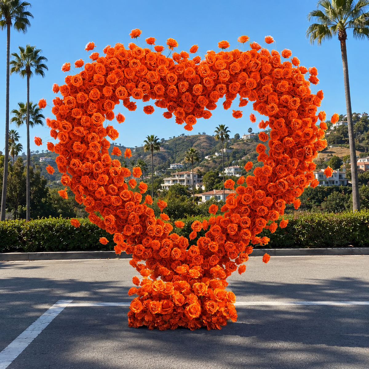 Orange Classic Wild Rose Flower Heart Arch #4942