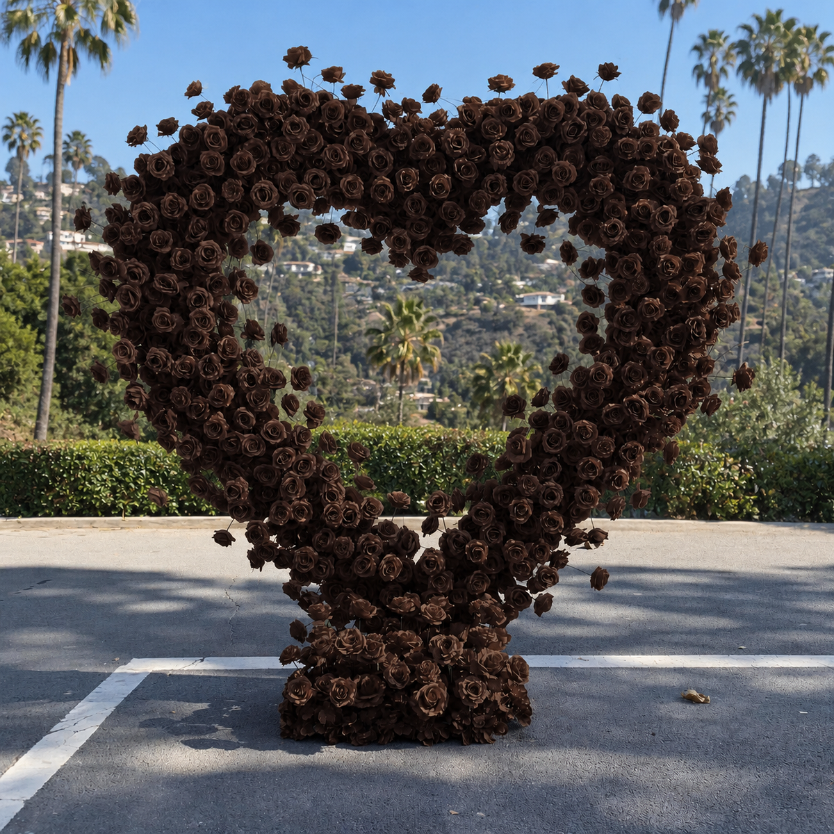 Brown Classic Wild Rose Flower Heart Arch #4945