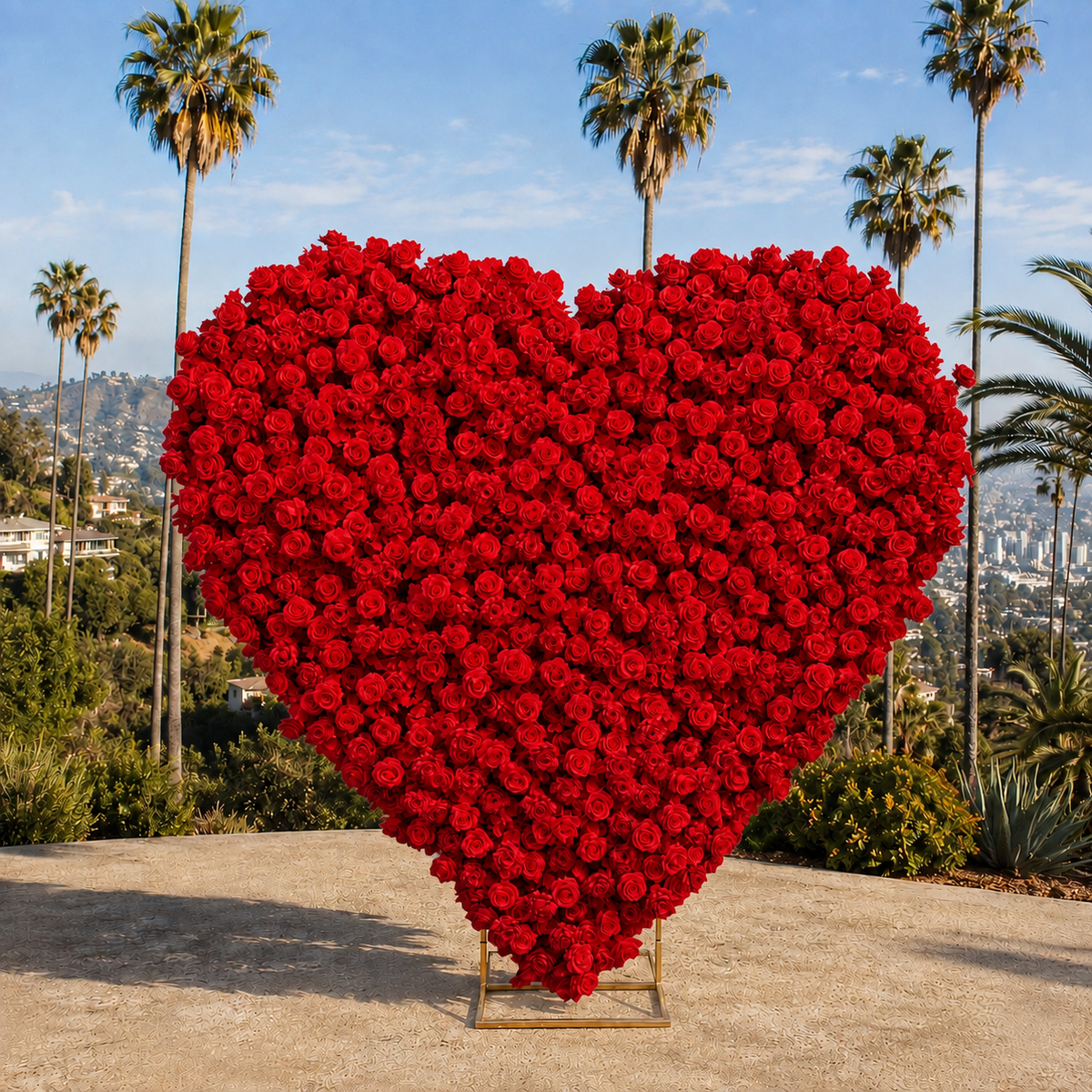 Red Premium Wild Rose Heart Flower Arch #4903