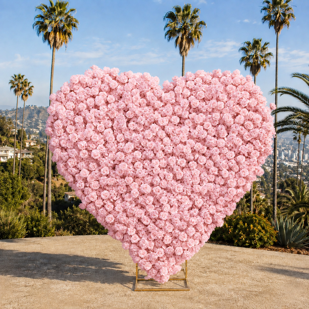 Light Pink Premium Wild Rose Heart Flower Arch #4905