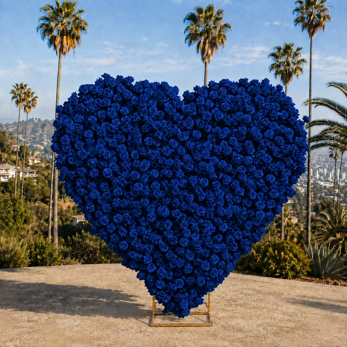 Dark Blue Premium Wild Rose Heart Flower Arch #4907